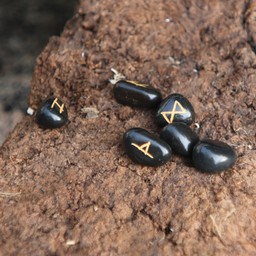 Rune stone set 25 obsidian stones with bag - Celtic Webmerchant