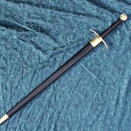 Dwuręczny miecz rycerski gotowy do walki ze skórzaną pochwą - Celtic Webmerchant
