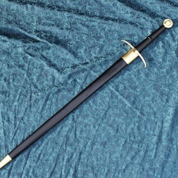 Two-handed knight sword battle-ready with leather scabbard (blunt 3 mm) - Celtic Webmerchant