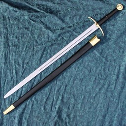 Tohånds ridder sværd kampklar med læderknold