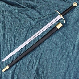 Two-handed knight sword battle-ready with leather scabbard (blunt 3 mm) - Celtic Webmerchant