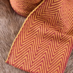 Herringbone motif fabric yellow-red, 10 cm wide, per 7 metre - Celtic Webmerchant