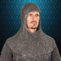 Chainmail coif blackened aluminium riveted rings - Celtic Webmerchant