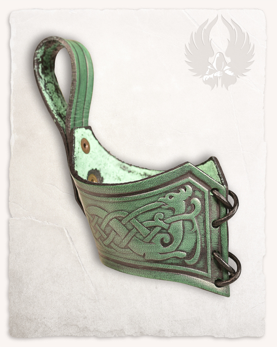 Mytholon Drinking horn belt holder Castagir green