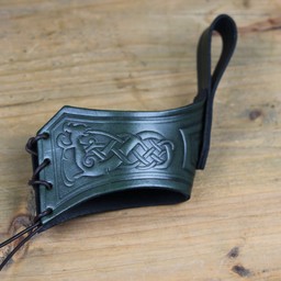 Drinking horn belt holder Castagir green - Celtic Webmerchant