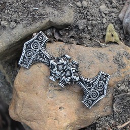 Cloak clasp Thor's hammer, silvered - Celtic Webmerchant