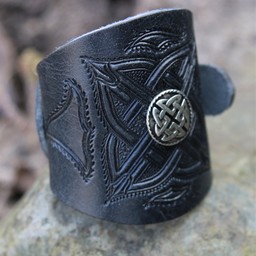 Celtic leather bracelet with buckles, black - Celtic Webmerchant