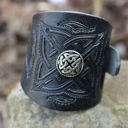 Celtic bransoletka ze skóry z klamrami, czarne - Celtic Webmerchant