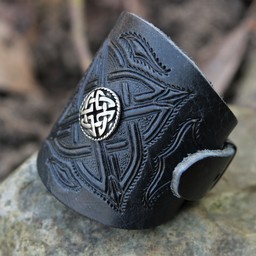 Bracelet en cuir celtique avec des boucles, noir - Celtic Webmerchant