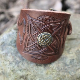 Celtic læderarmbånd med spænder, brun - Celtic Webmerchant