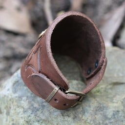 Celtic leather bracelet with buckles, brown - Celtic Webmerchant