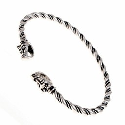 Brazalete vikingo con cabezas de lobo plateadas - Celtic Webmerchant