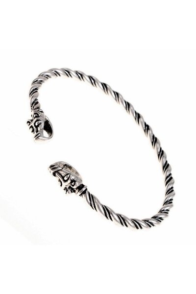 Bracciale vichingo con teste di lupo argentato - Celtic Webmerchant
