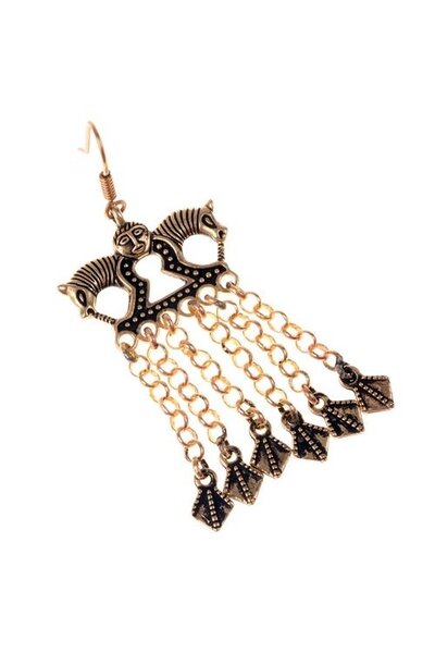 Viking örhängen med hästar, brons - Celtic Webmerchant