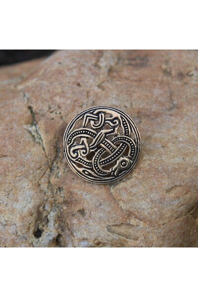 Viking skive fibula Jellinge stil, bronze - Celtic Webmerchant