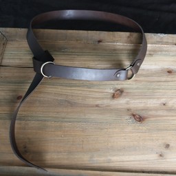 Leather belt with ring buckle, brown split leather - Celtic Webmerchant