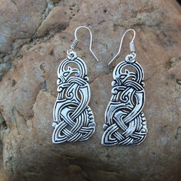 Viking dragon earrings, silvered - Celtic Webmerchant