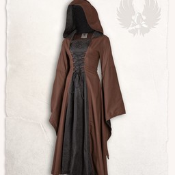Vestido medieval Ophelia, marrón-negro - Celtic Webmerchant
