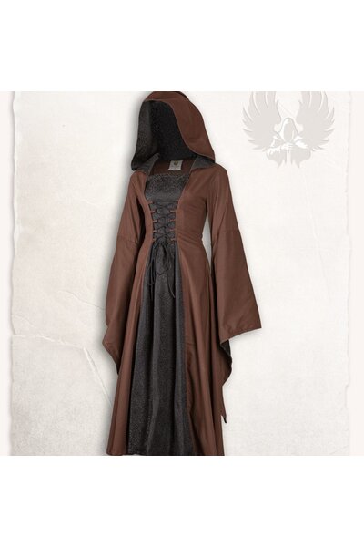 Middelalderlig kjole ophelia, brun-sort - Celtic Webmerchant
