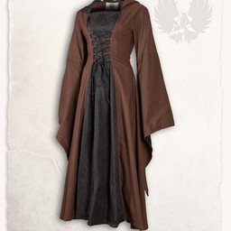 Mittelalterliches Kleid Ophelia, braun-schwarz - Celtic Webmerchant