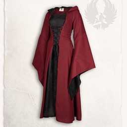 Medeltida klänning Ophelia, röd-svart - Celtic Webmerchant