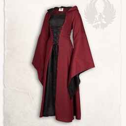 Middeleeuwse jurk Ophelia, rood-zwart - Celtic Webmerchant