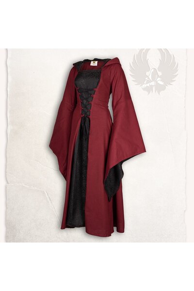 Medeltida klänning Ophelia, röd-svart - Celtic Webmerchant