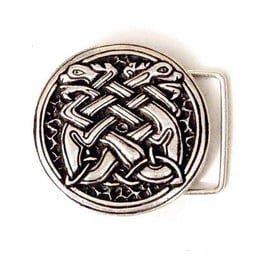 Medieval buckle celtic dogs, silver plated - Celtic Webmerchant