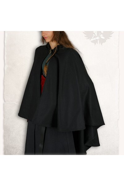 Middelalderlige cape kim uld, sort - Celtic Webmerchant