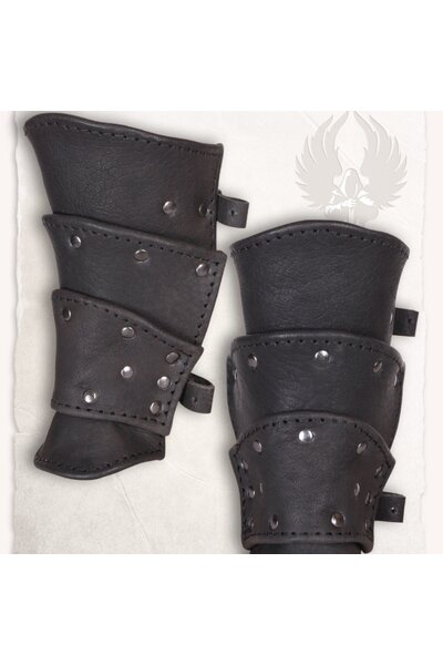 Armschienen aus Leder Albrecht, schwarz - Celtic Webmerchant