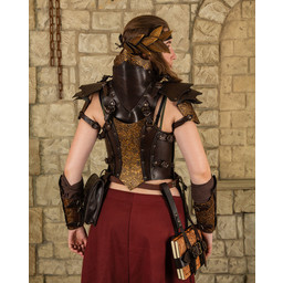 Armure en cuir pour femme Morgana, marron-or - Celtic Webmerchant