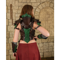 Armatura da donna in pelle Morgana, marrone-verde - Celtic Webmerchant