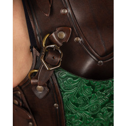 Armure en cuir pour femme Morgana, marron-vert - Celtic Webmerchant