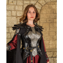 Zbroja damska skórzana Morgana, czarno-srebrna - Celtic Webmerchant