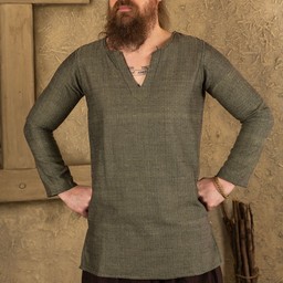 Viking tunic Tronde, herringbone motif, green - Celtic Webmerchant