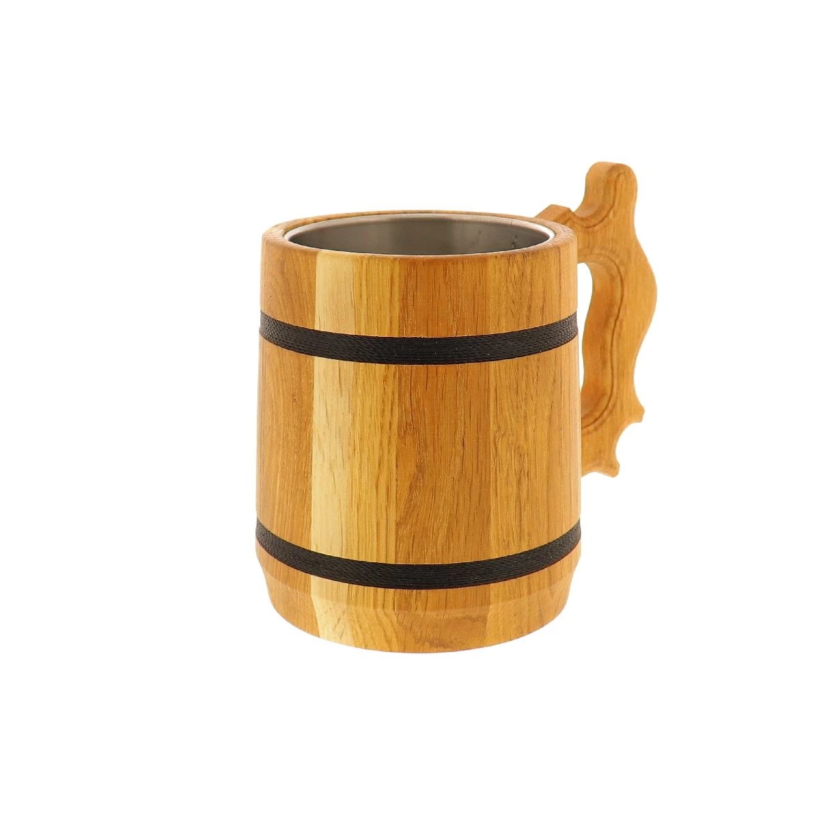 Medieval mug oak with stainless steel - CelticWebMerchant.com