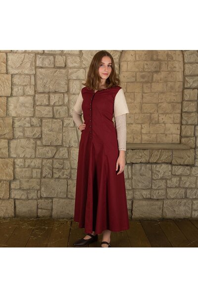 Medeltida klänning Elodie, röd / kräm - Celtic Webmerchant