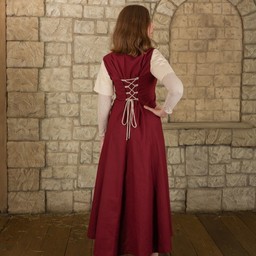 Medeltida klänning Elodie, röd / kräm - Celtic Webmerchant