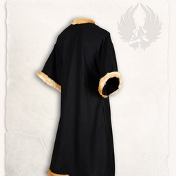 Viking kaftan med päls, svart - Celtic Webmerchant