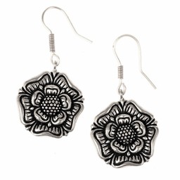 Pendientes renacentistas Tudor Rose, Bronce plateado - Celtic Webmerchant