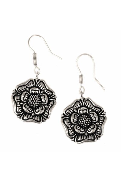 Renaissance øreringe Tudor Rose, Silvered Bronze - Celtic Webmerchant