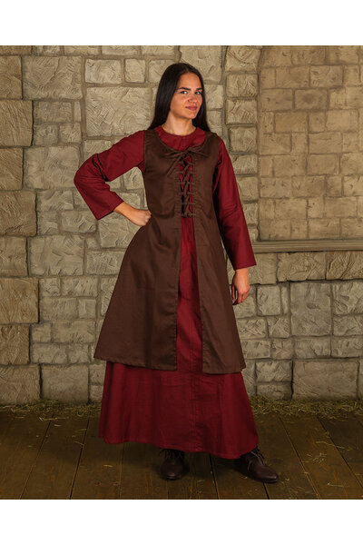 Medieval kjole Leandra, brun - Celtic Webmerchant