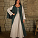 Mytholon Medieval kjole Jasione, grøn / creme - Celtic Webmerchant