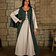 Mytholon vestido medieval Jasione, verde / crema - Celtic Webmerchant