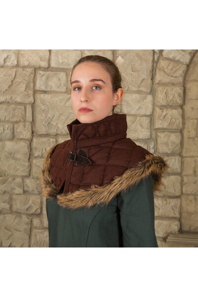 Przeszywanica kołnierz wełny Nimue brązowy - Celtic Webmerchant