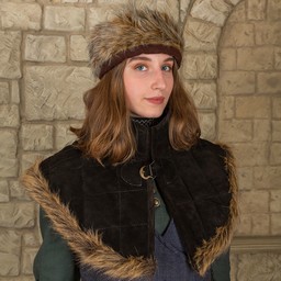 Gambeson collare Nimue camoscio nero in pelle - Celtic Webmerchant