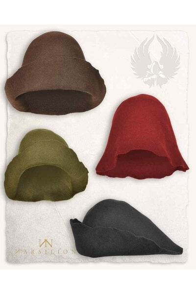 Chapeau de feutre médiéval bruno, rouge - Celtic Webmerchant