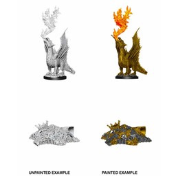 D&D Miniature - Gold Dragon Wyrmling and Half Eaten Treasure Pile - Celtic Webmerchant