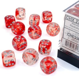 Conjunto de 12 dados d6, nebulosa, rojo / plata, luminaria - Celtic Webmerchant