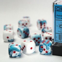 Set of 12 D6 dice, Gemini, blue-white/red - Celtic Webmerchant